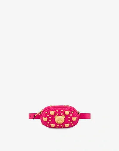 Moschino Teddy Studs Nappa Bumbag In Fuchsia