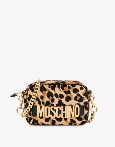 Moschino Leopard Pony Skin Camera Bag In Beige