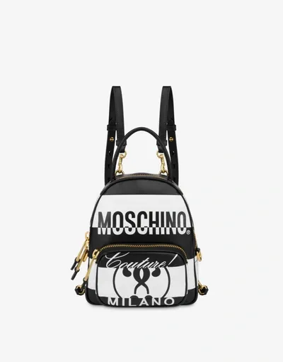 Moschino Black & White Calfskin Backpack