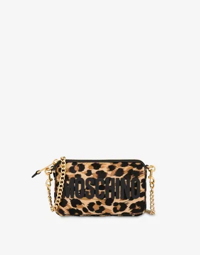 Moschino Leopard Pony Skin Shoulder Bag In Beige