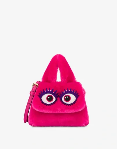 Moschino With Eyes Faux Fur Shoulder Bag In Fuchsia