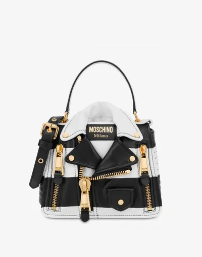 Moschino Black & White Nappa Biker Bag