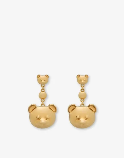 Moschino Teddy Bear Drop Earrings In Gold