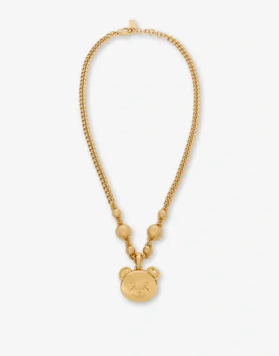 Moschino Teddy Charm Necklace In Gold