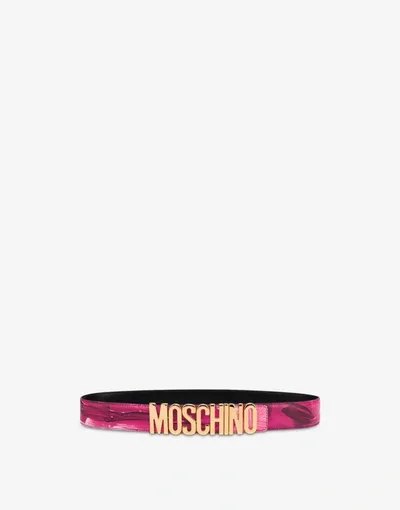 Moschino Painting Calfskin Belt In Fuchsia