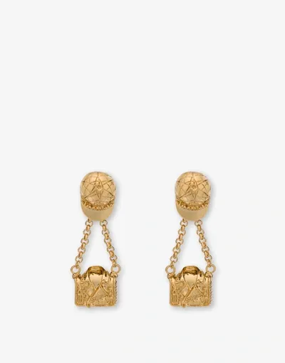 Moschino Biker Bag Clip Earrings In Gold