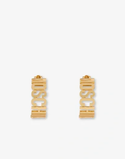 Moschino Logo Lettering Hoop Earrings In Gold