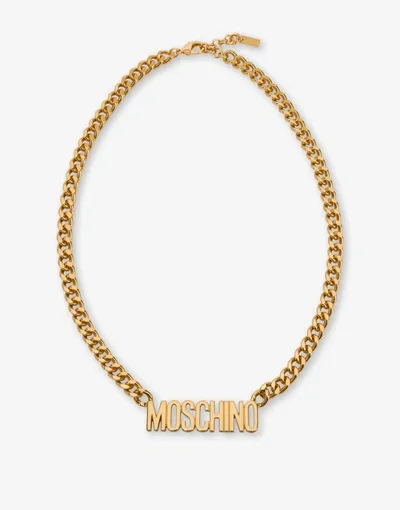 Moschino Lettering Logo Necklace In Gold