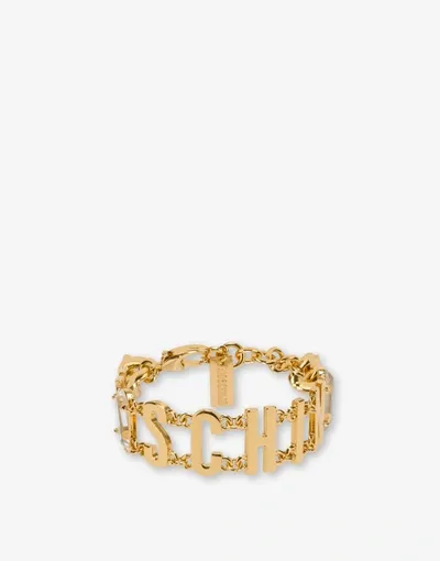 Moschino Lettering Logo Bracelet In Gold