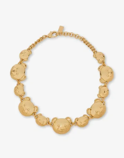 Moschino Teddy Bear Choker Necklace. In Gold