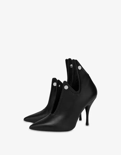 Moschino Biker Nappa Leather Pumps In Black