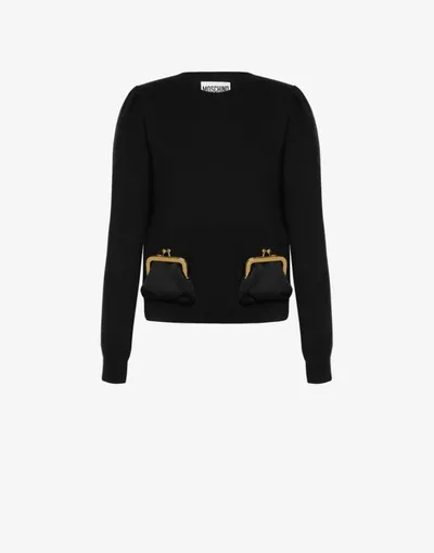 Moschino Purse Pockets Wool Sweater In Black