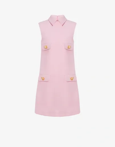 Moschino Teddy Bear Buttons Crêpe Dress In Pink