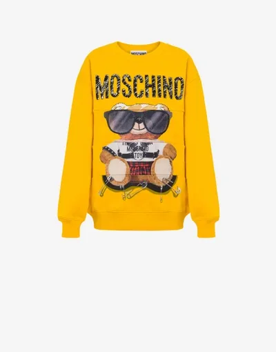 Moschino Mixed Teddy Bear Cotton Sweatshirt In White