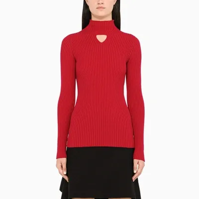 Bottega Veneta Fuchsia Turtleneck Sweater In Red