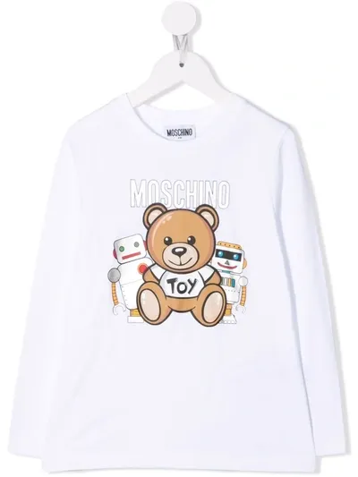 Moschino Logo-print Long-sleeve T-shirt In 白色