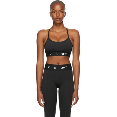 Victoria Beckham Logo Band T-back Sports Bra In Black