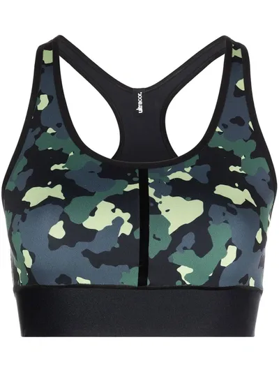 Ultracor Camouflage Cropped Sports Top In Black Deep Lake Print,black