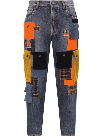 Dolce & Gabbana Loose Multi-pocket Jeans In Cotton Denim In Multicolor