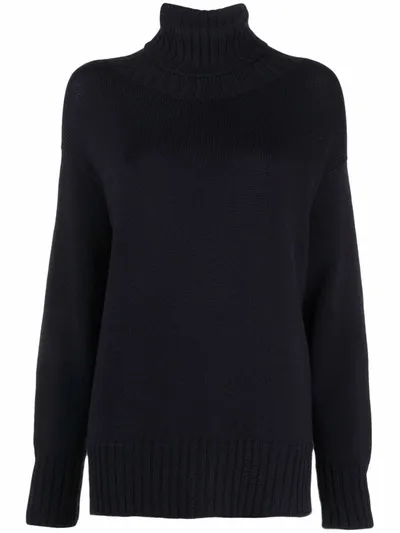 Drumohr Roll-neck Merino Jumper In Blue