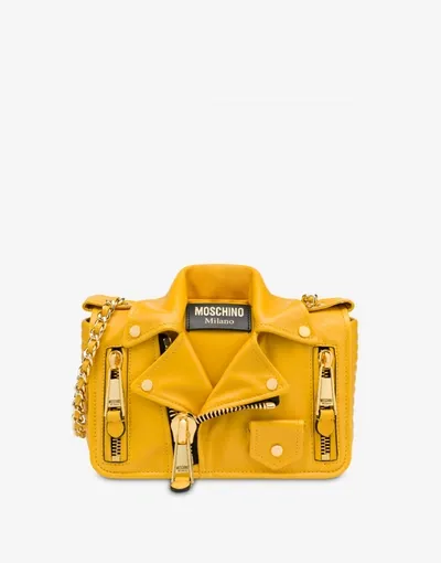 Moschino Nappa Biker Bag In Yellow