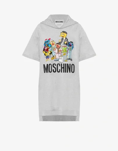 Moschino X Sesame Street© Hooded Jersey Dress In Light Grey