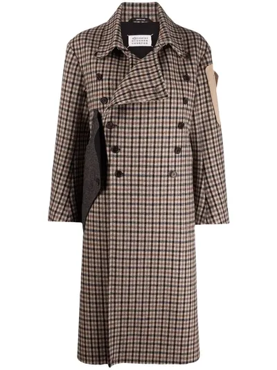 Maison Margiela Deconstructed Checked Virgin Wool Coat In Check Brown And Beige