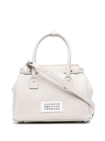 Maison Margiela Numbers-patch Leather Tote Bag In White