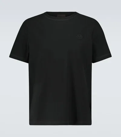 Moncler Short-sleeved Cotton T-shirt In Black