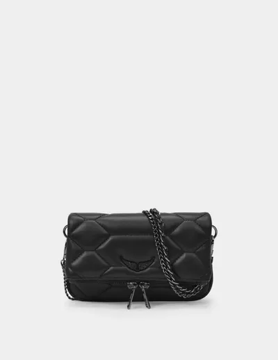 Zadig & Voltaire Tasche Rock Nano Xl Aus Lammleder Schwarz In Black