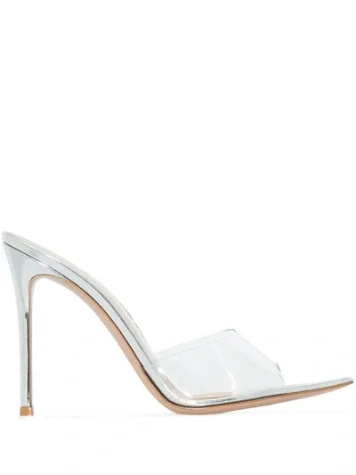 Gianvito Rossi Elle 105mm Transparent Mules In Metallic