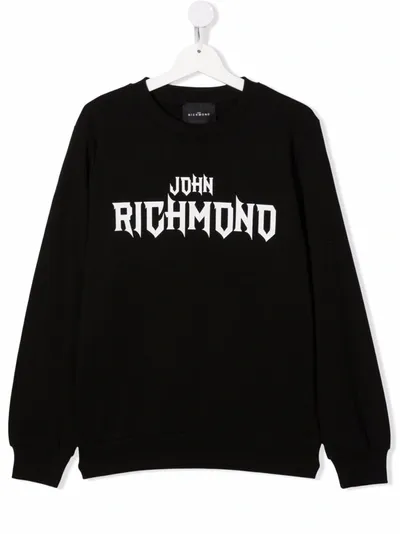 John Richmond Junior Teen Logo Print Sweatshirt In Black