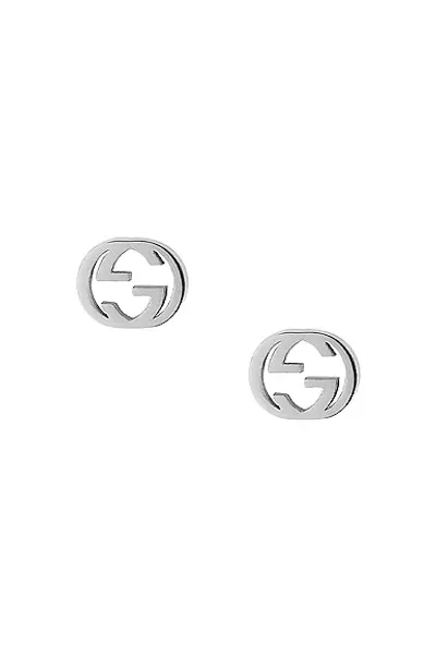 Gucci 18kt White Gold Interlocking G Stud Earrings