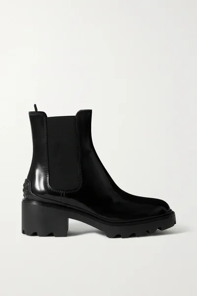 Tod's Patent-leather Chelsea Boots In Black