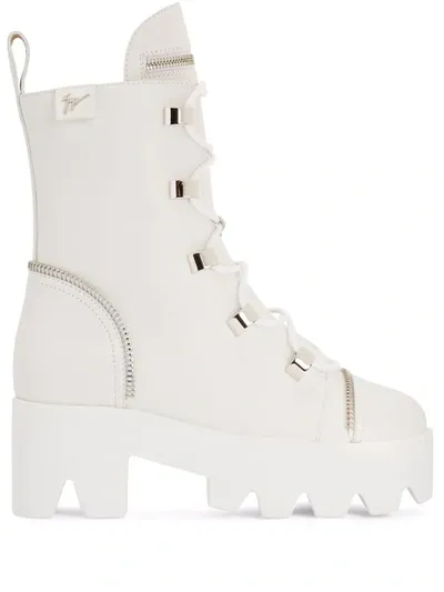 Giuseppe Zanotti Juliett Leather Ankle Boots In White