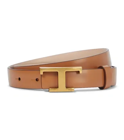 Tod's Reversible Logo Leather Belt In Brown