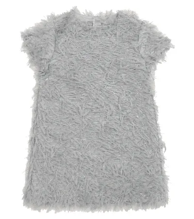 Il Gufo Kids' Metallic-textured Shift Dress In Grey