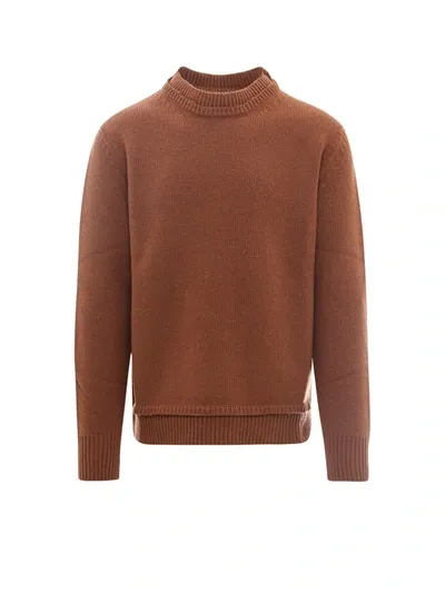 Maison Margiela Layered Collar Knit Jumper In Brown