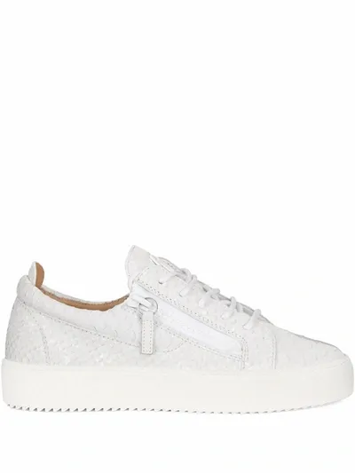 Giuseppe Zanotti Gail Python-print Leather Trainers In Weiss