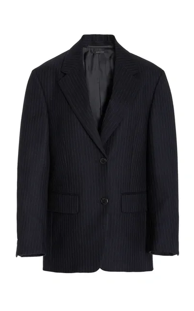 Prada Pinstriped Wool Blazer In Blue