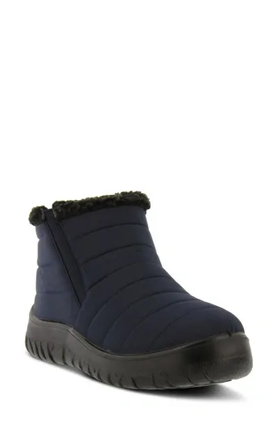 Flexus By Spring Step Melba Waterproof Winter Boot In Navy Faux Fur