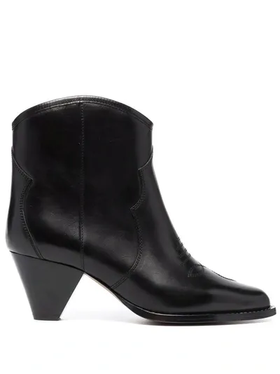 Isabel Marant Embroidered Ankle Boots In Black