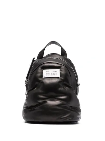 Maison Margiela Black Backpack In Premium Sheepskin And Cowhide With Sleek Design And Versatile Functionality In Schwarz