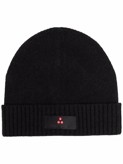 Peuterey Logo-patch Beanie In Schwarz