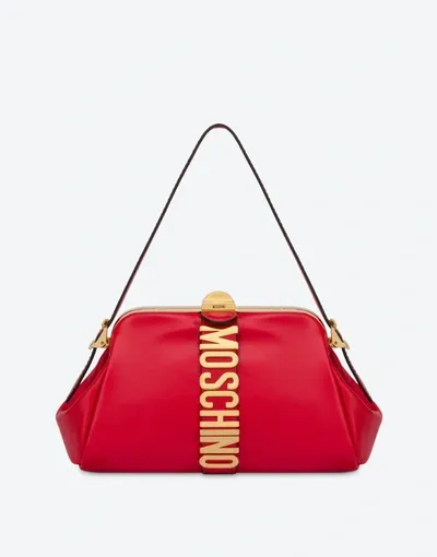 Moschino Couture Biker Calfskin Handbag In Red