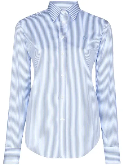 Polo Ralph Lauren Georgia Embroidered Logo Striped Shirt In Blue