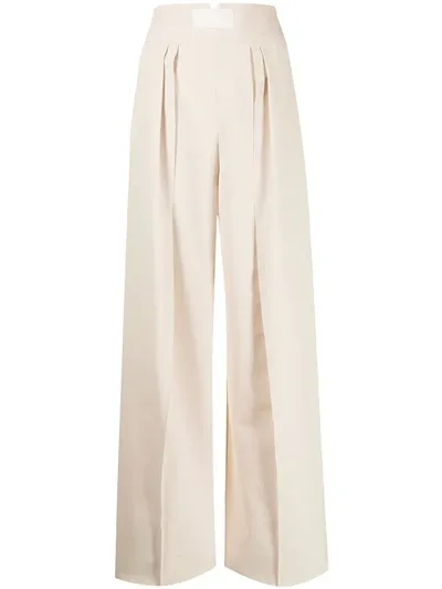 Maticevski Pressed-crease Cotton Palazzo Trousers In White