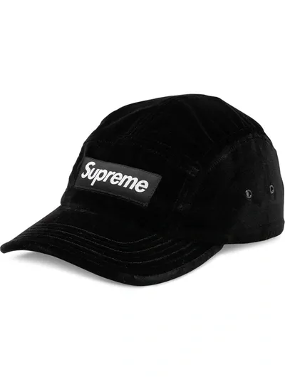 Supreme Velvet Camp Cap In Schwarz