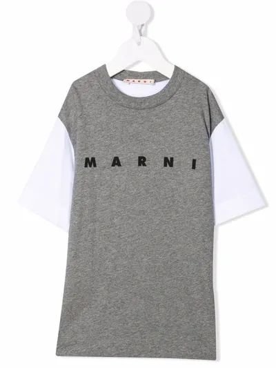 Marni Logo Print T-shirt In 灰色