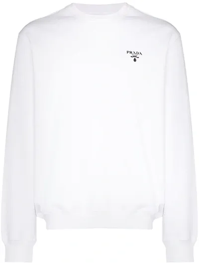 Prada White Logo-print Crewneck Sweatshirt